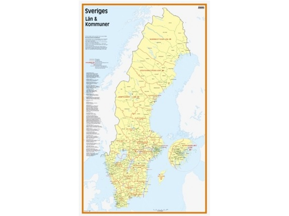 Köp Sveriges Län och Kommuner 50x83cm med snabba leveranser