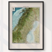 Norrland väggkarta Mapbits Monterad med ram