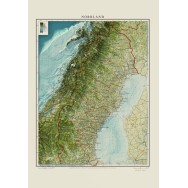 Norrland väggkarta Mapbits Monterad med ram