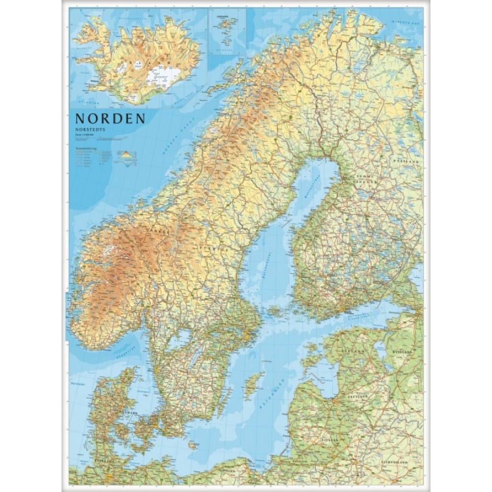 Köp Norden väggkarta Norstedts 1:2 milj FYS 75x100cm med ram med snabb