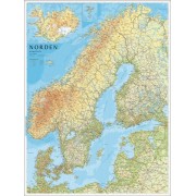 Norden väggkarta Norstedts/Kartförlaget 1:2 milj FYS 75x100cm med ram