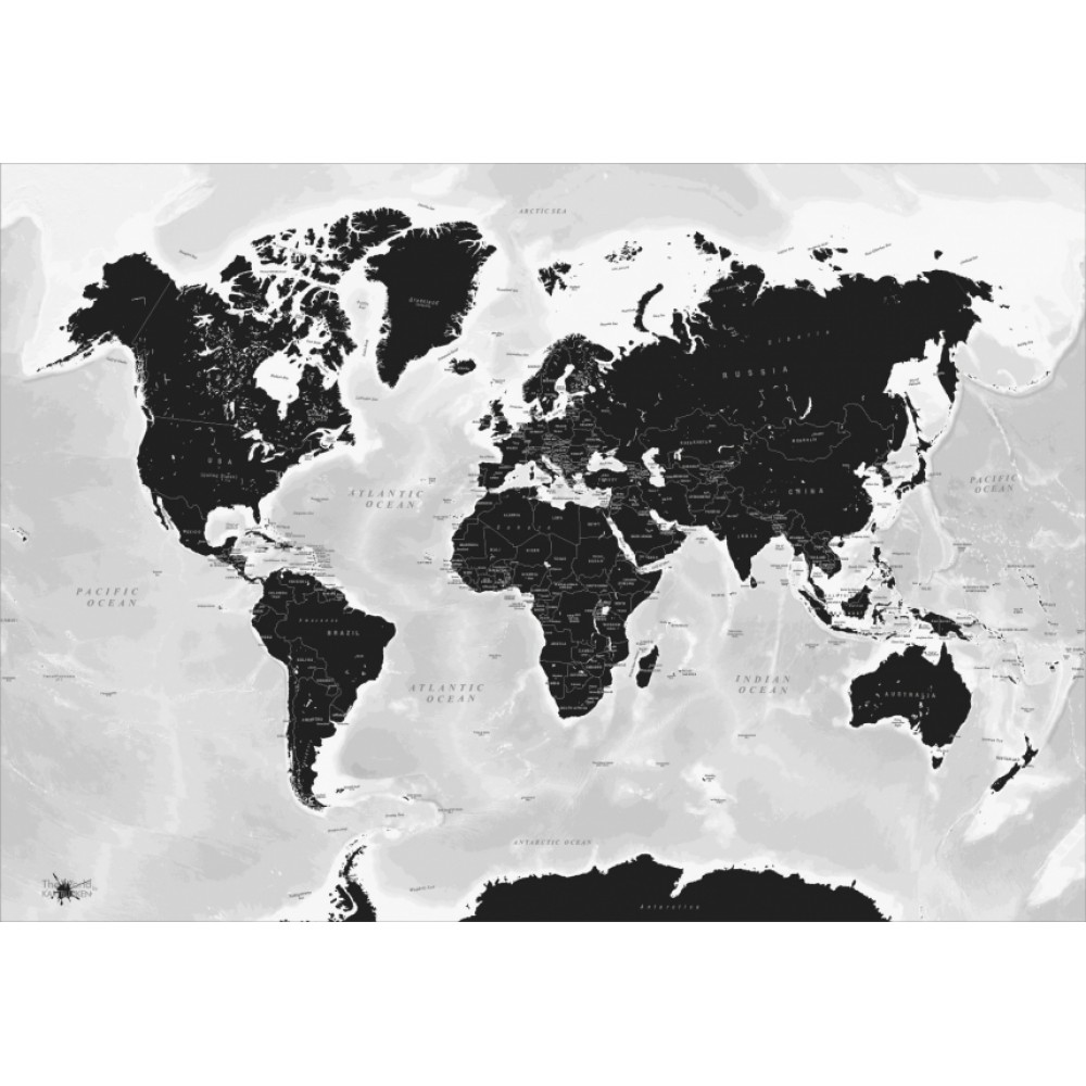 The World by Kartbutiken Black 100x70cm med ram