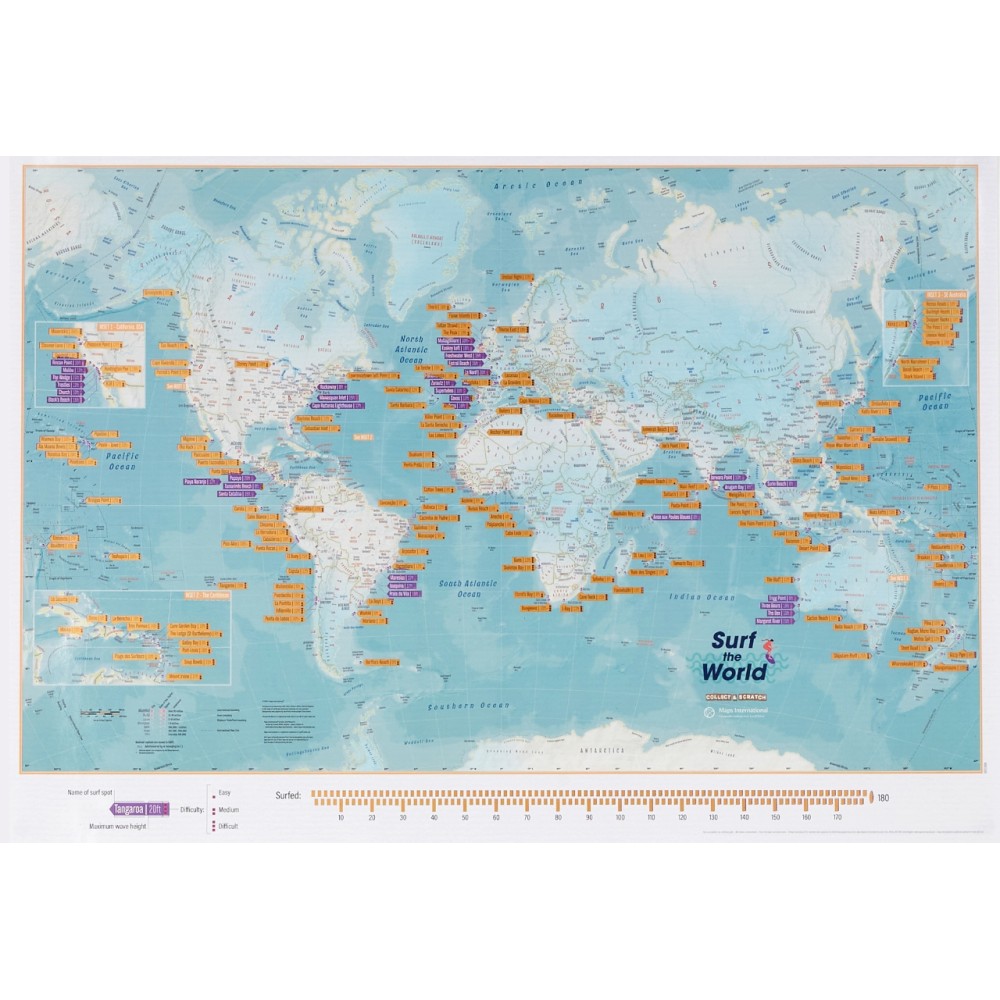 Köp Surf the World Collect & Scratch wall map Maps International med ...