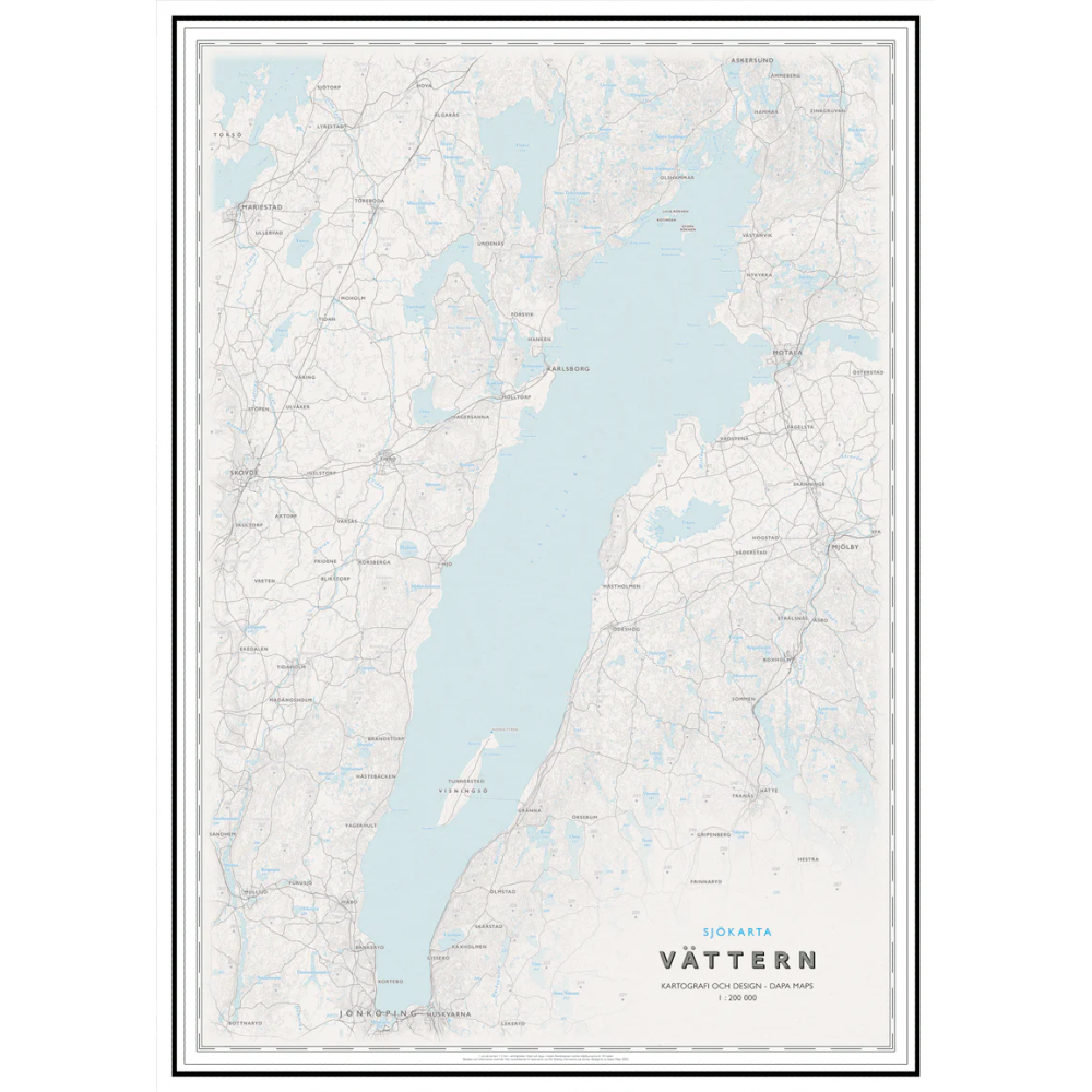 Köp Sjökarta Vättern 50x70cm Dapa Maps med snabb leverans - Kartbutiken.se
