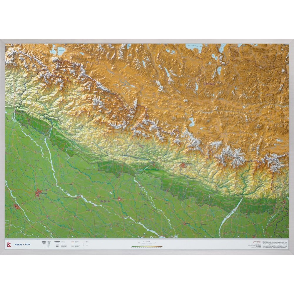 Nepal Reliefkarta 77x57cm
