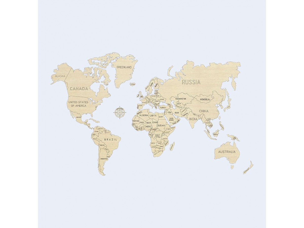 World map wood size L 83x55cm World map wood size L 83x55cm