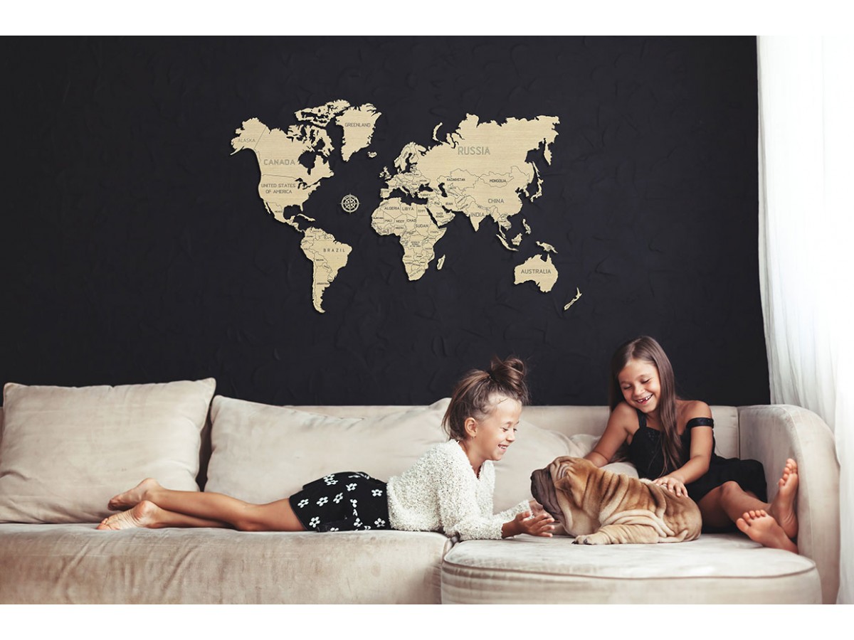 World map wood size L 83x55cm World map wood size L 83x55cm