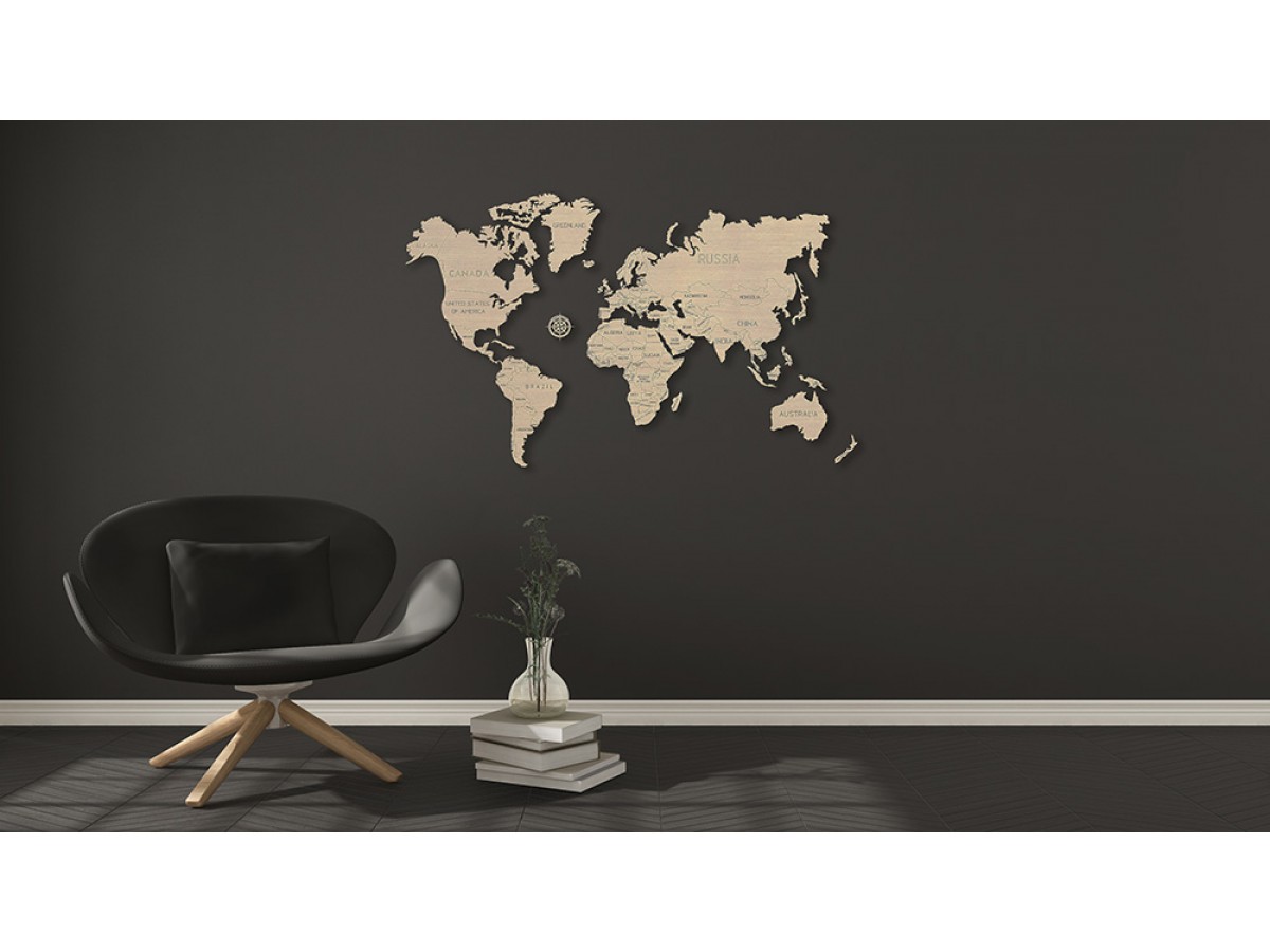 World map wood size L 83x55cm World map wood size L 83x55cm