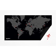Dear World Black - Världskarta på filt med nålar 124x66cm