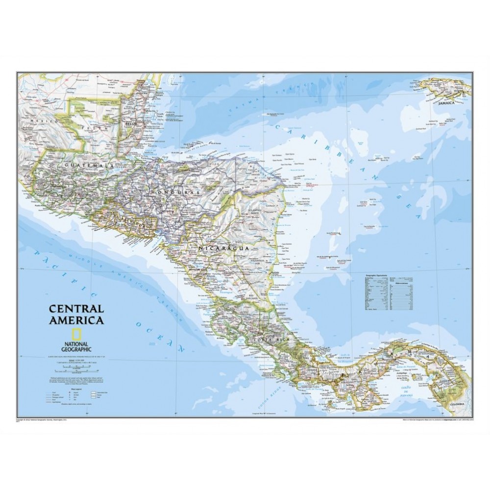 Centralamerika Väggkarta NGS 81x53cm 