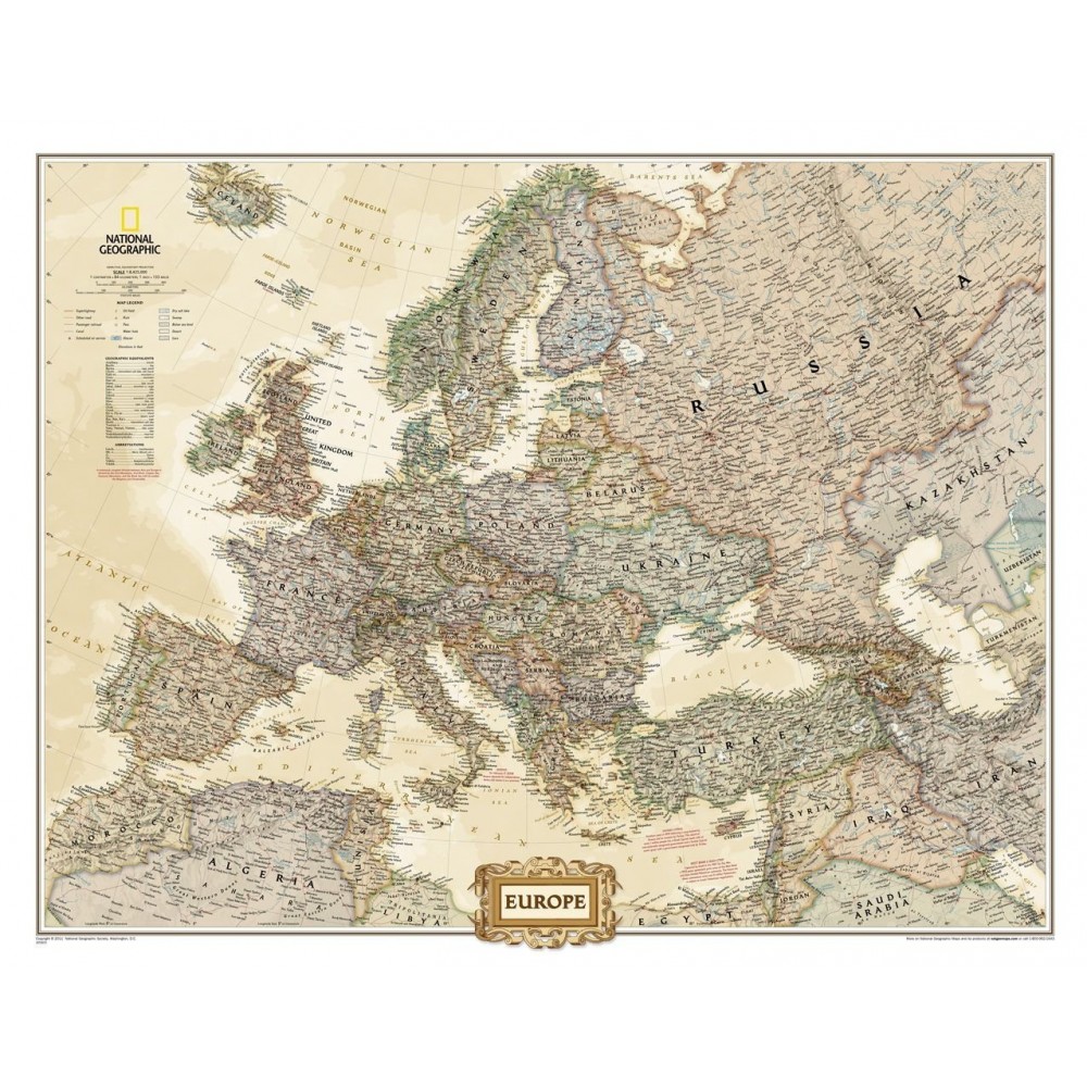 Europa Väggkarta NGS Antik stil 1:5,4 milj