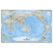 Världen väggkarta NGS Pacific Centered 1:36,38milj