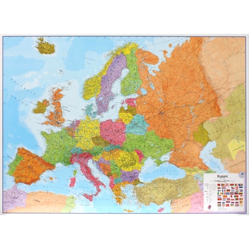 Europa väggkarta Maps International 1:3,2 milj POL 165x120cm