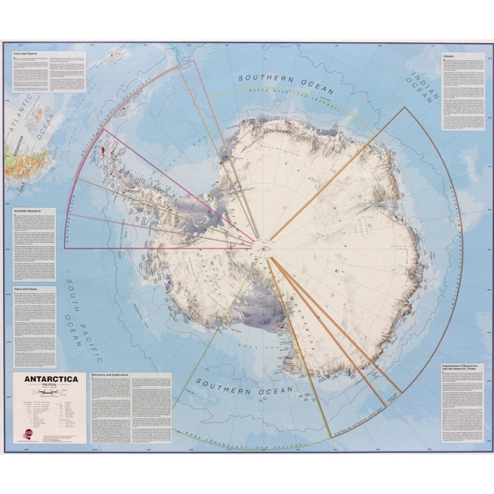 Antarktis Maps International 1:7milj POL 120x100cm