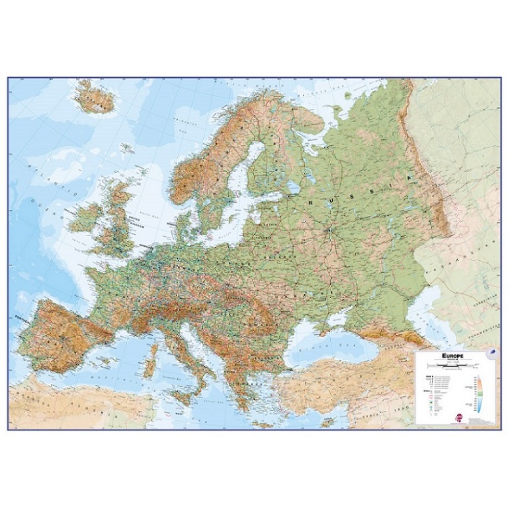 Europa väggkarta Maps International 1:4,3 milj FYS 136x99cm med ram