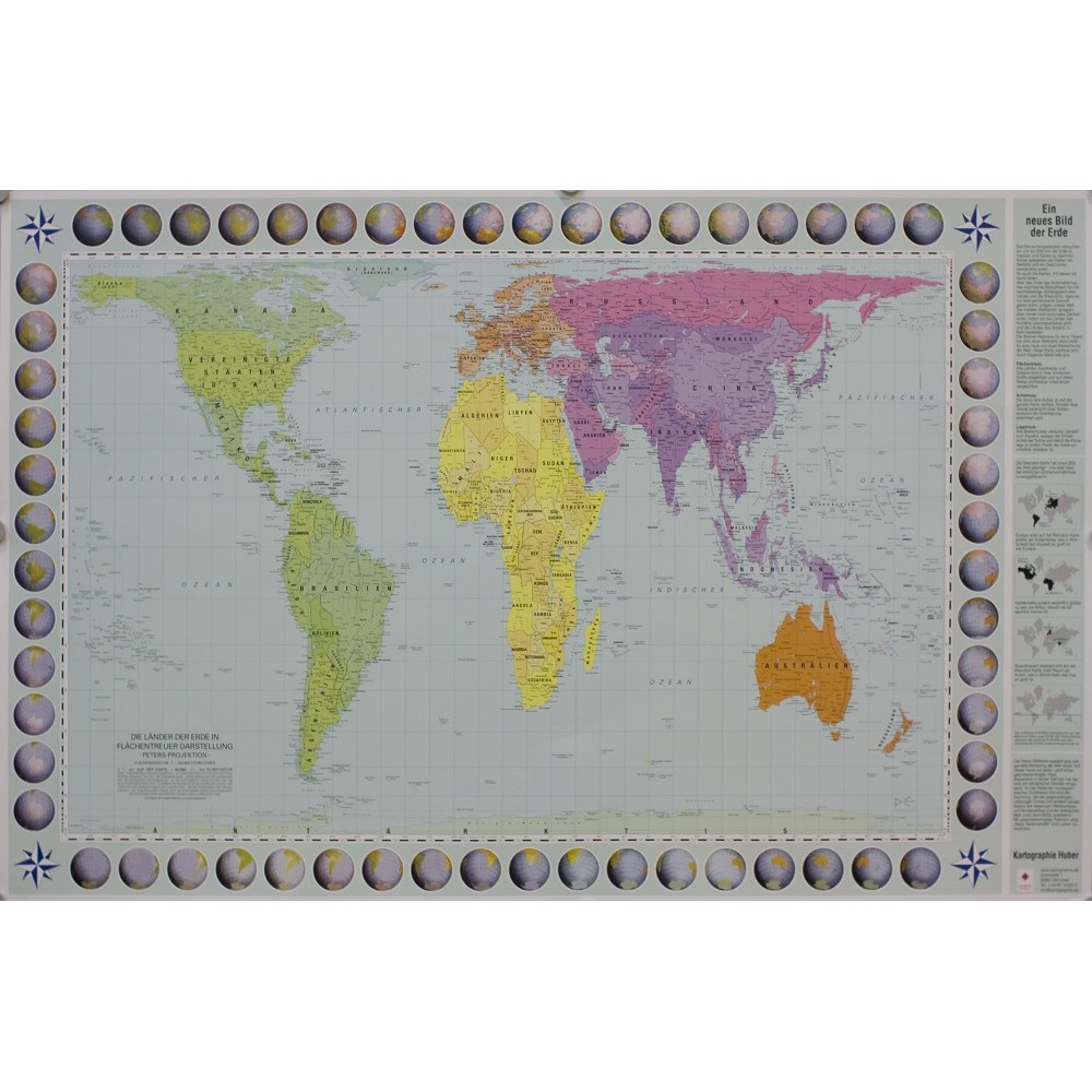 World Map Peters Projection 130x82cm