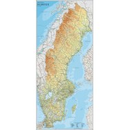 Sverige väggkarta Norstedts 1:900 000, 79x176cm