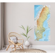 Sverige väggkarta Kartförlaget 1:900 000, 79x176cm