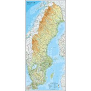 Sverige väggkarta Kartförlaget 1:1,3 milj 55x123cm