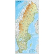 Sverige väggkarta 1:1,3 milj 55x123cm