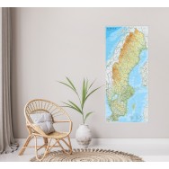 Sverige väggkarta 1:1,3 milj 55x123cm