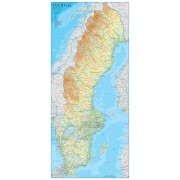Sverige väggkarta Norstedts/Kartförlaget 1:1,6 milj 46x100cm