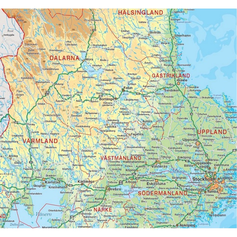 Köp Sverige väggkarta Norstedts 1:1,6 milj 46x100cm med snabb leverans