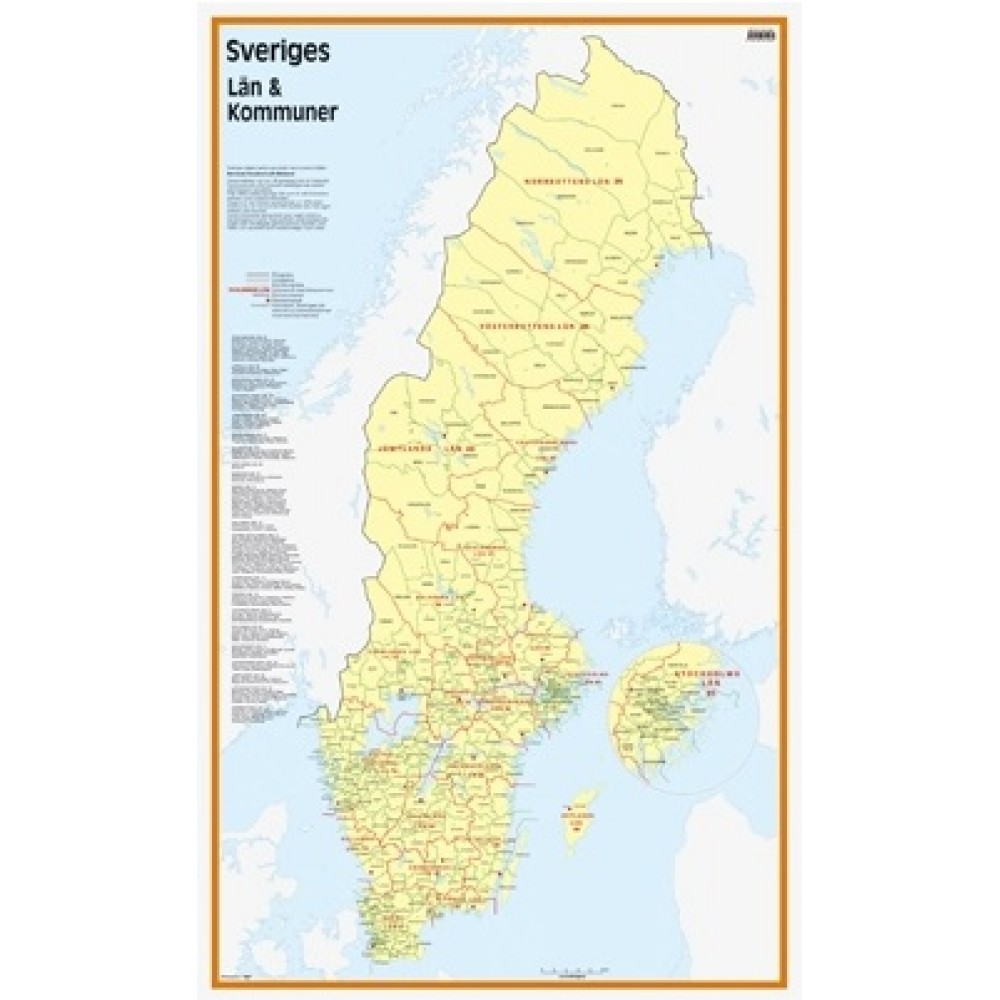 Sveriges Län och Kommuner 50x83cm