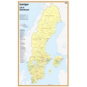 Sveriges Län och Kommuner 50x83cm med ram