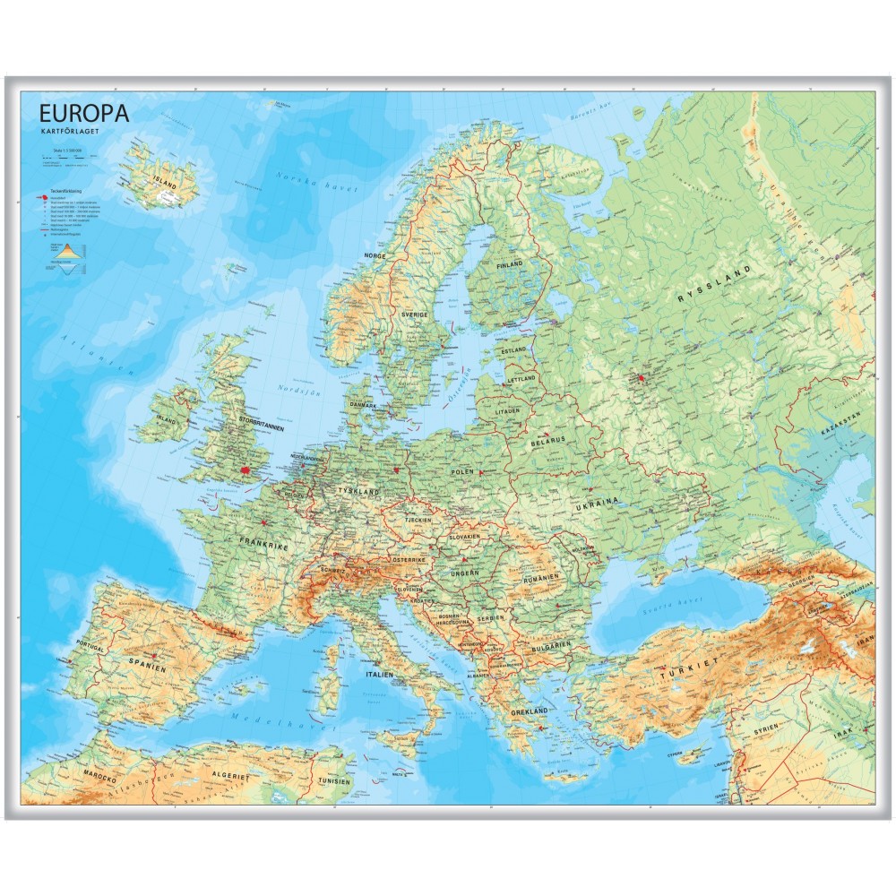 Köp Europa väggkarta Kartförlaget 1:5,5 milj FYS 98x82cm med snabb