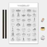 Världen Lilla Canvas Poster 35x50cm VVanderlust med trälist svart