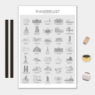 Världen Lilla Canvas Poster 35x50cm VVanderlust med trälist svar..