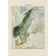 Norden historisk 1922 väggkarta Mapbits