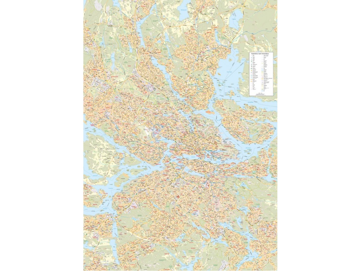 Storstockholmskartan 1:25 000, 100x139cm Storstockholmskartan 1:25 000, 100x139cm