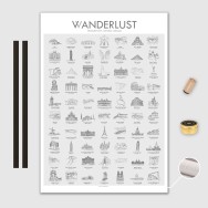 Europa Canvas Poster 50x70cm VVanderlust med trälist svart
