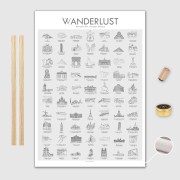 Europa Canvas Poster 50x70cm VVanderlust med trälist ek