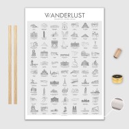 Europa Canvas Poster 50x70cm VVanderlust med trälist ek