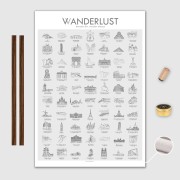 Europa Canvas Poster 50x70cm VVanderlust med trälist valnöt