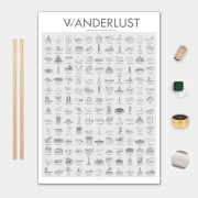 Världen The Big One Canvas Poster 70x100cm VVanderlust med trälist ek
