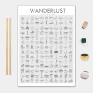 Världen The Big One Canvas Poster 70x100cm VVanderlust med träli..