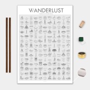 Världen The Big One Canvas Poster 70x100cm VVanderlust med trälist valnöt
