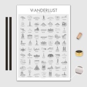 Världen Canvas Poster 50x70cm VVanderlust med trälist svart