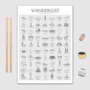 Världen Canvas Poster 50x70cm VVanderlust med trälist ek