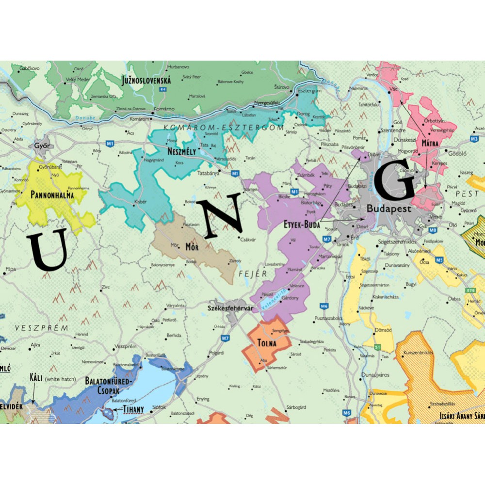 Vinkarta Österrike och Ungern väggkarta