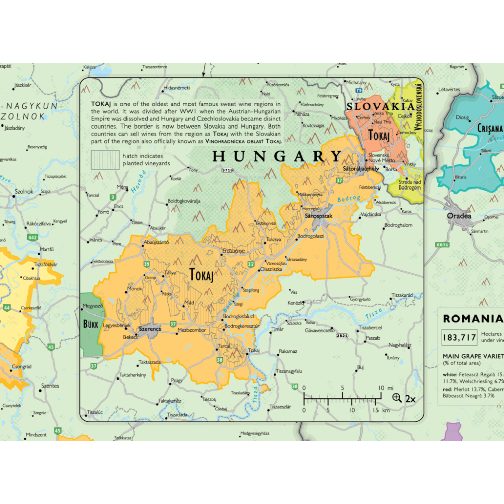 Vinkarta Österrike och Ungern väggkarta