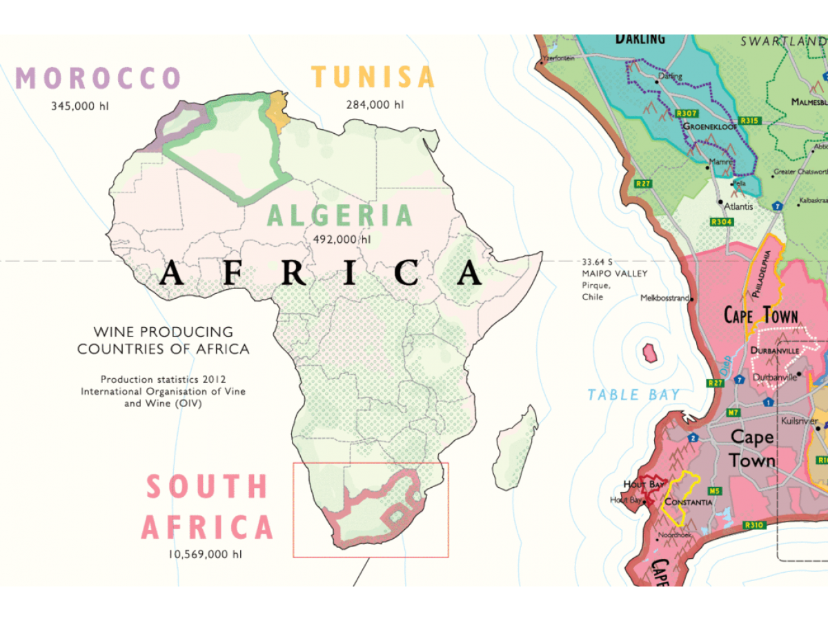 Vinkarta Sydafrika väggkarta Vinkarta Sydafrika väggkarta