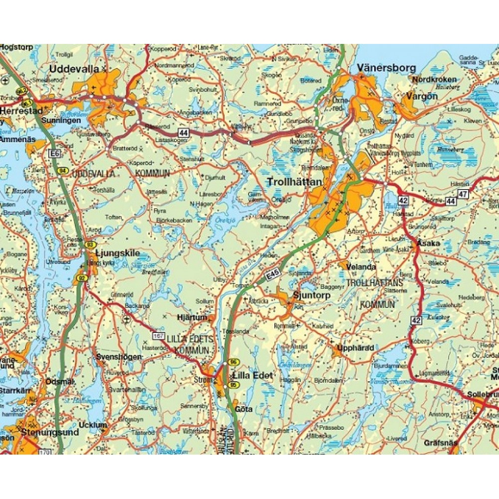 Västra Götalands län väggkarta 100 x 100 cm med ram