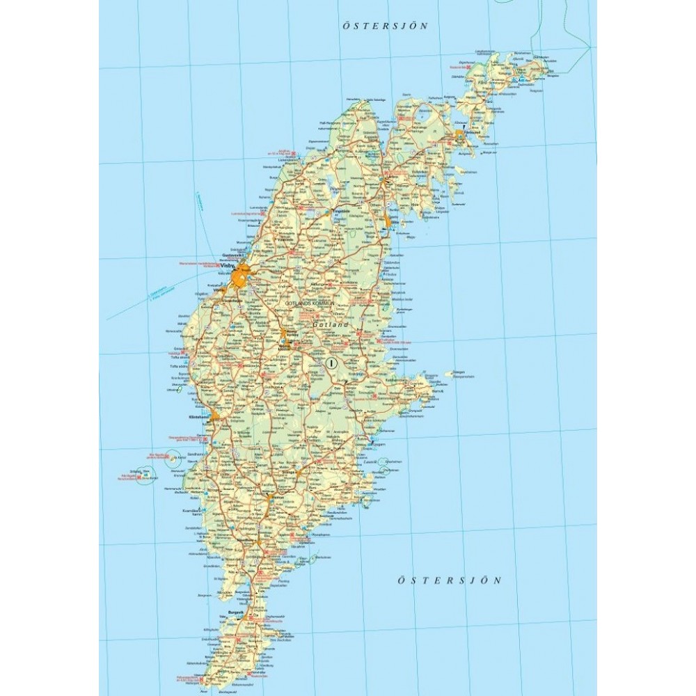 Köp Gotland väggkarta Norstedts 70x100cm med snabb leverans