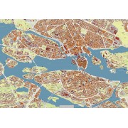 Stockholm by Kartbutiken 100x70cm (grön-orange) 