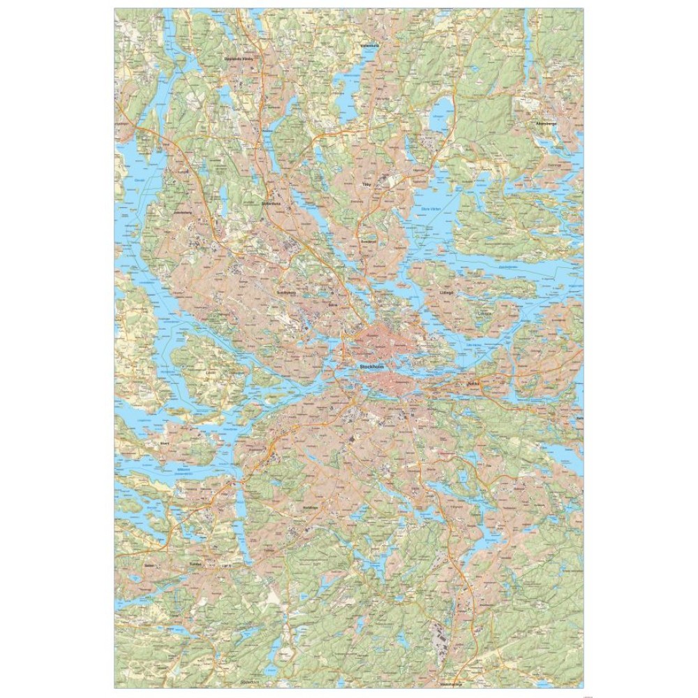 Stockholm väggkarta 1:50 000, 70x100cm  